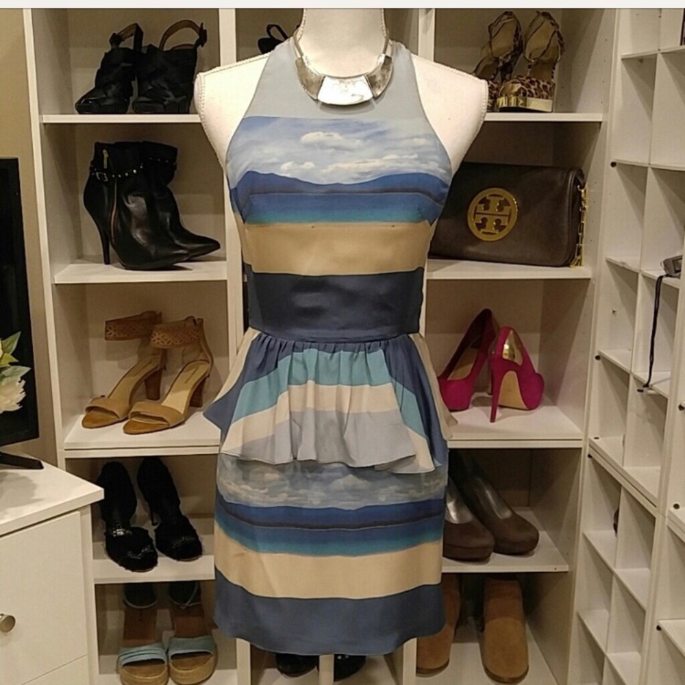 Sexy 100% Silk Sleeveless Peplum Dress